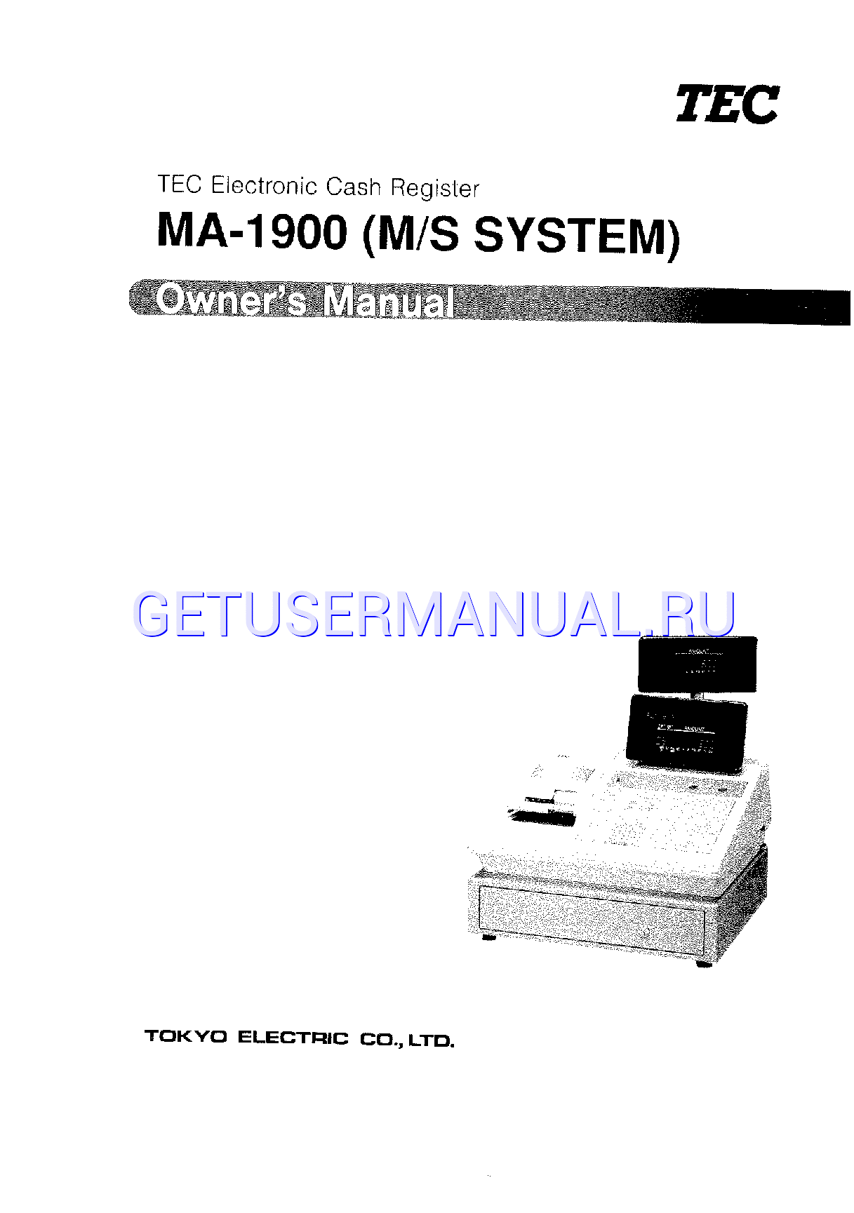 Toshiba Cash Register TEC MA1900 Owner's Manual download free